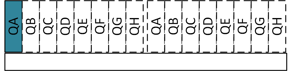 Obr. 6   Krok č. 1: Posun log. 1 (modrá kniha) binárneho slova 1000000000100101 do posuvného registra.